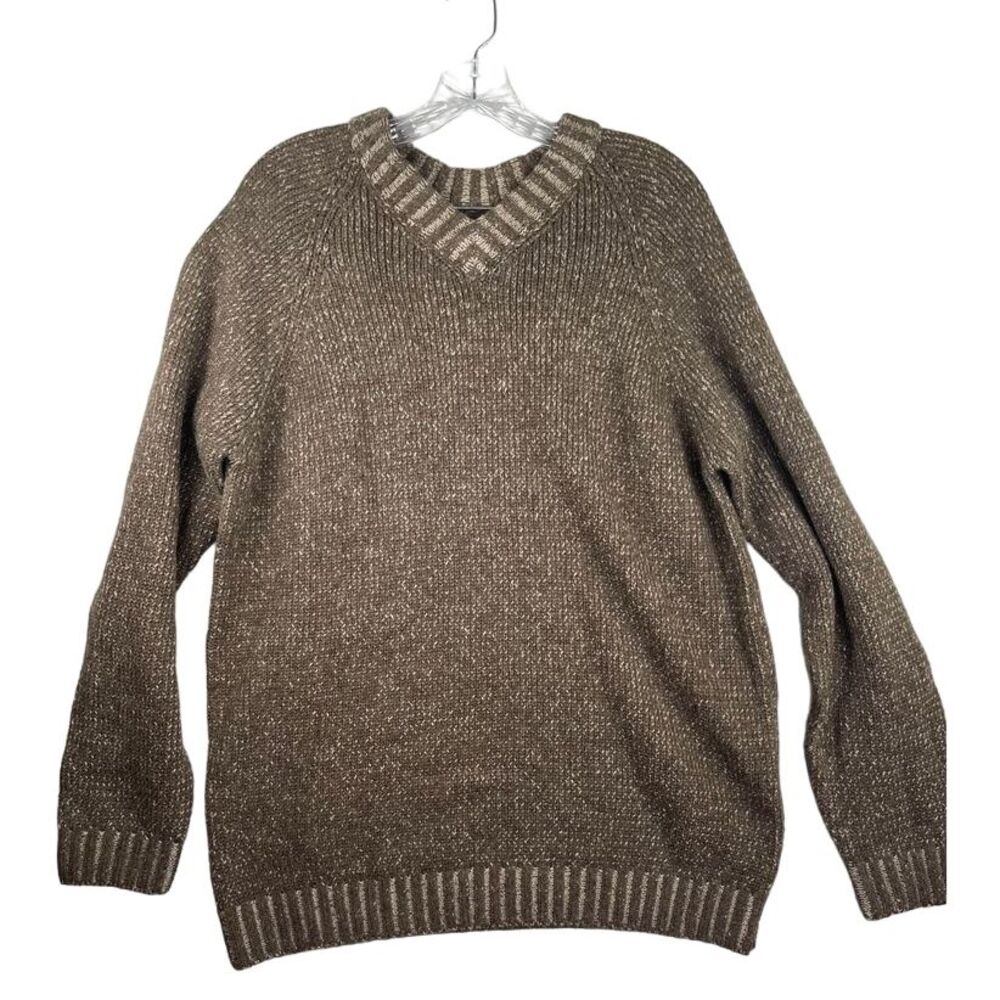 Tommy Bahama Indigo Palms 70% Cotton, 30% Wool V-neck brown sweater, women's M